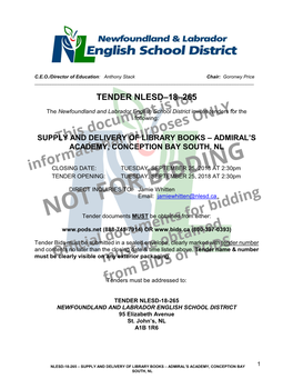 Tender Nlesd–18–265