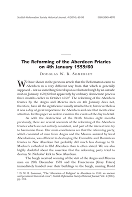 Douglas Somerset, "The Reforming of the Aberdeen Friaries on 4Th
