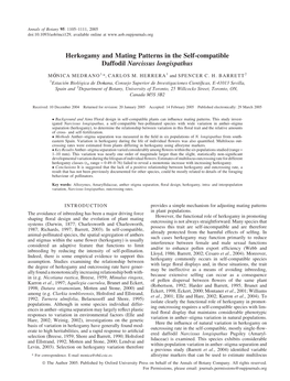 Herkogamy and Mating Patterns in the Self-Compatible Daffodil Narcissus Longispathus