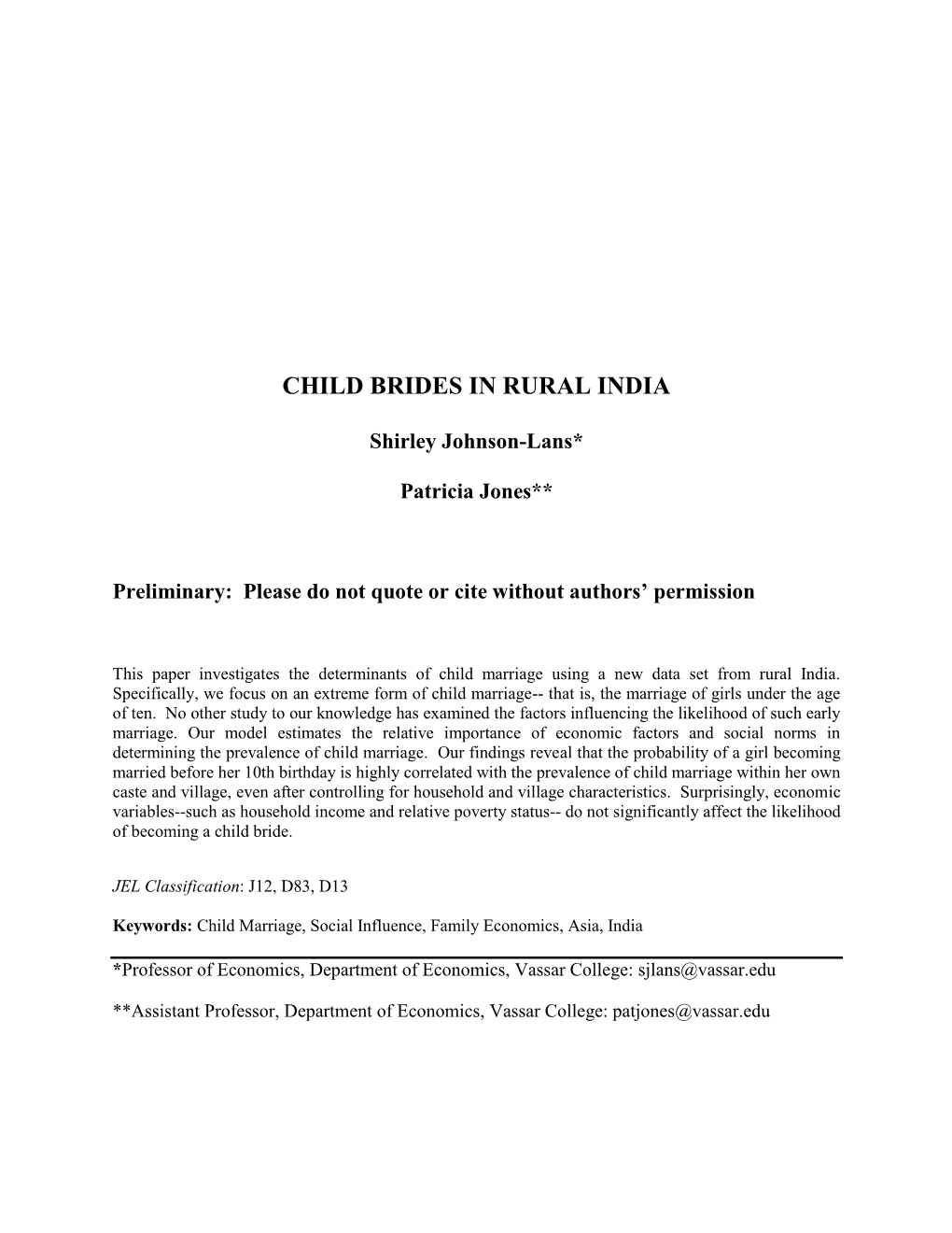 Child Brides in Rural India