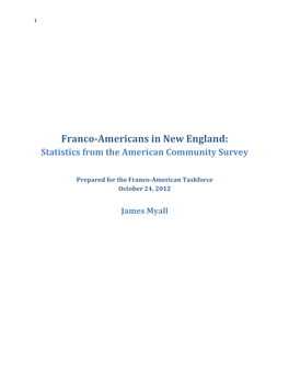 Franco-Americans in New England: Statistics from the American Community Survey
