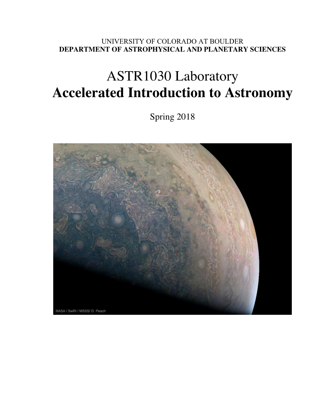 ASTR1030 Laboratory Accelerated Introduction to Astronomy