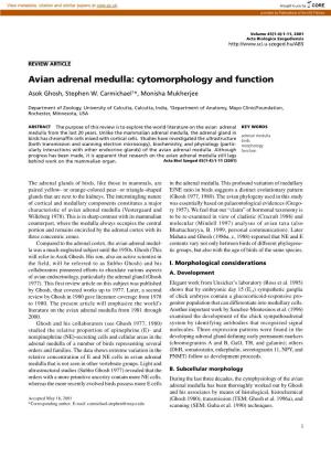 Avian Adrenal Medulla: Cytomorphology and Function