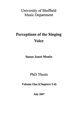 Perceptions of the Singing Voice