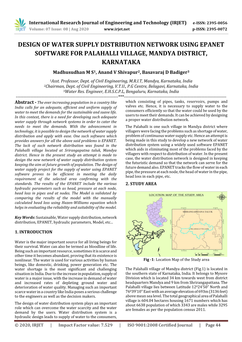 Design of Water Supply Distribution Network Using Epanet