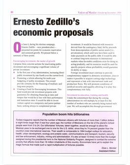 Ernesto Zedillo's Economic Proposals