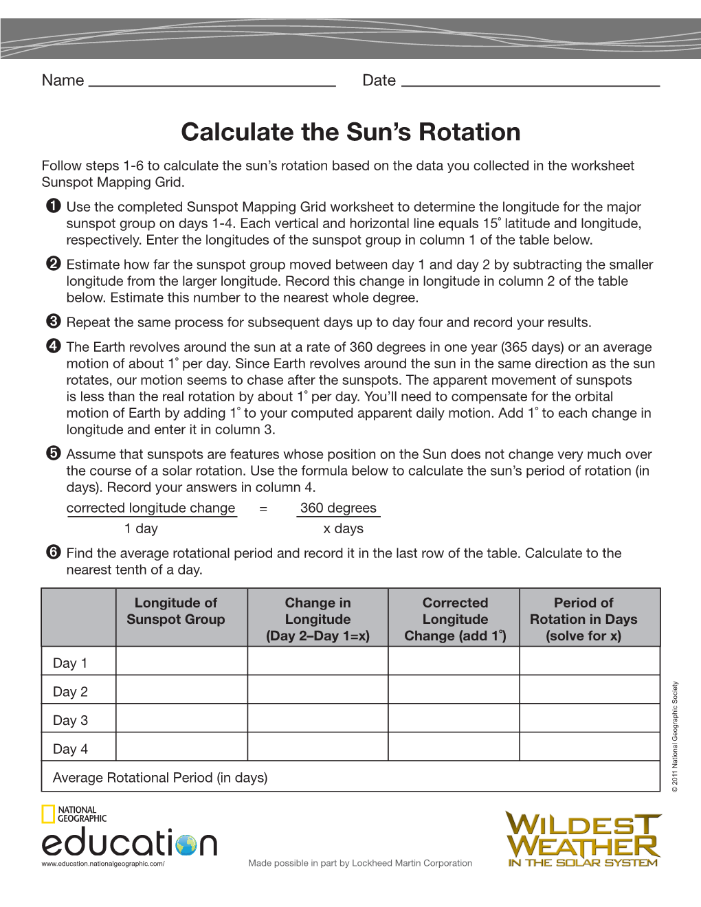 Calculate the Sun's Rotation