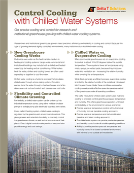 With Chilled Water Systems Get Precise Cooling and Control for Research and Institutional Greenhouse Growing with Chilled Water Cooling Systems