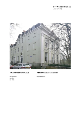 1 Canonbury Place Heritage Assessment