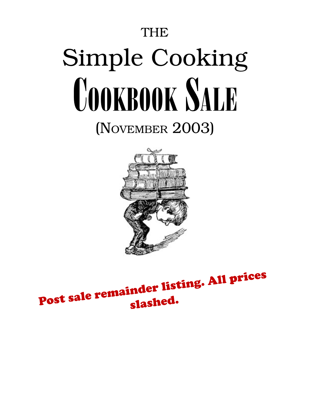 Cookbook Sale (November 2003)