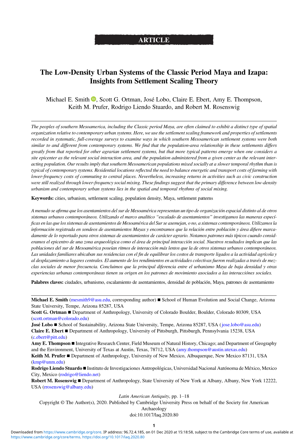 The Low-Density Urban Systems of the Classic Period Maya and Izapa: Insights from Settlement Scaling Theory