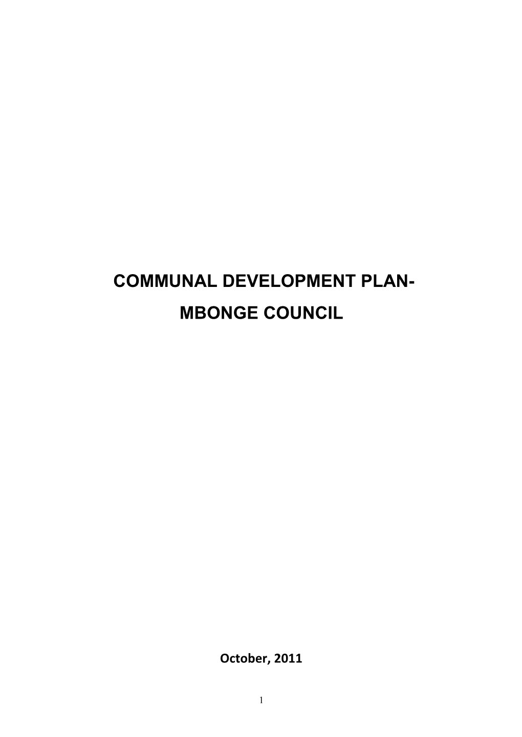 Communal Development Plan- Mbonge Council