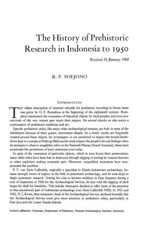The History of Prehistoric Research in Indonesia to 1950