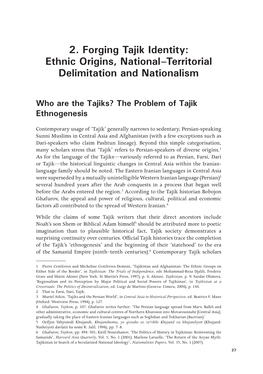 Ethnic Origins, National–Territorial Delimitation and Nationalism