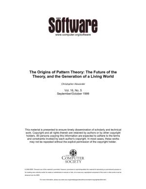 The Origins of Pattern Theory: the Future of the Theory, and the Generation of a Living World