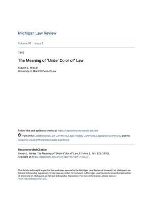 The Meaning of "Under Color Of" Law