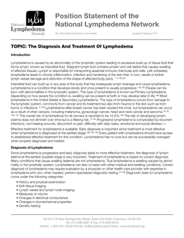 Position Statement of the National Lymphedema Network