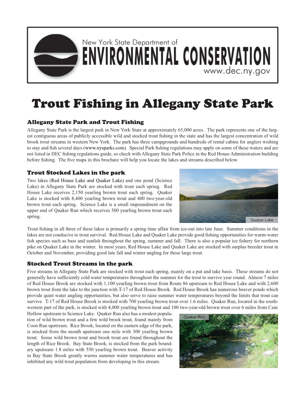 Trout Fishing in Allegany State Park