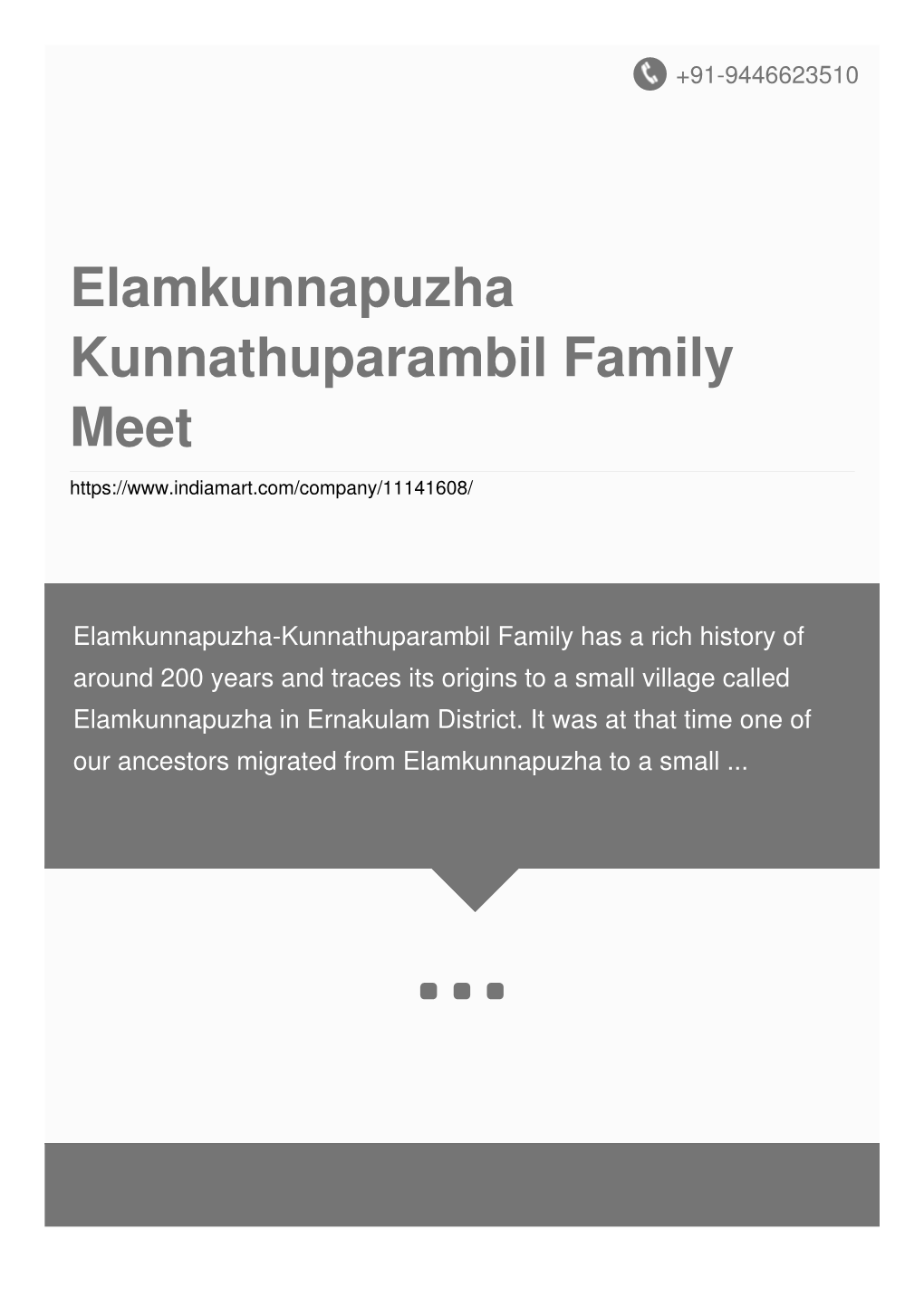 Elamkunnapuzha Kunnathuparambil Family Meet