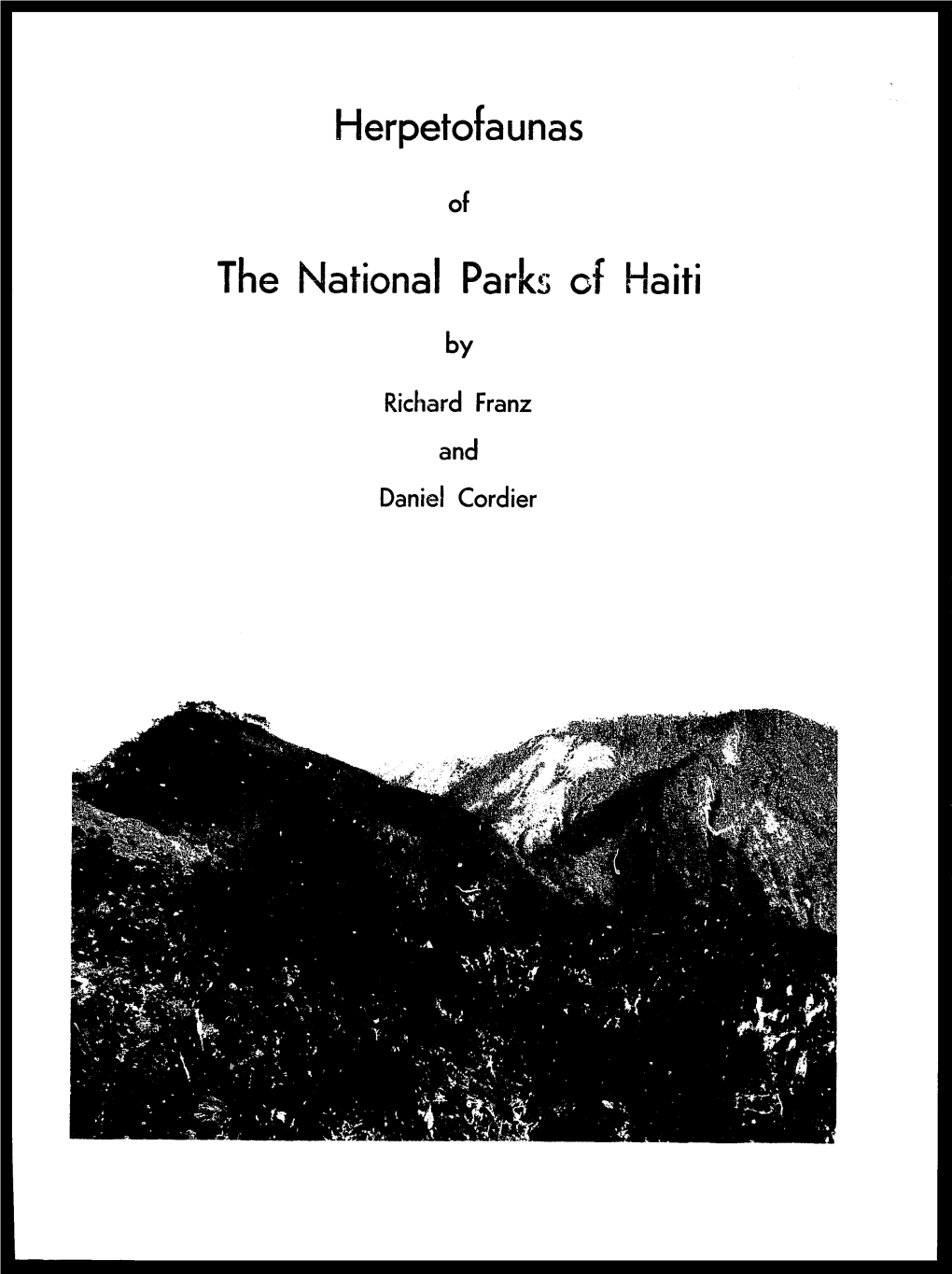 Herpetofaunas the National Parks Cf Haiti