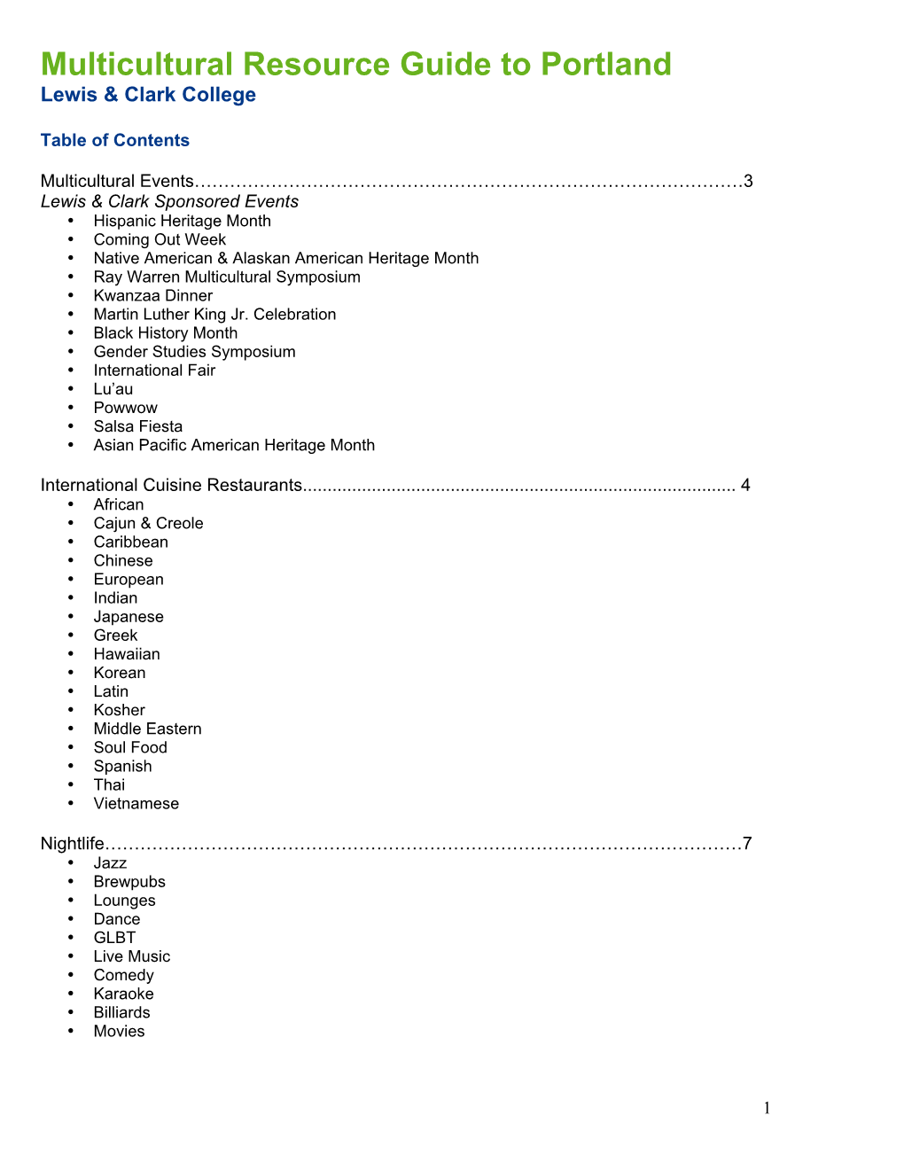 Multicultural Resource Guide to Portland 2010