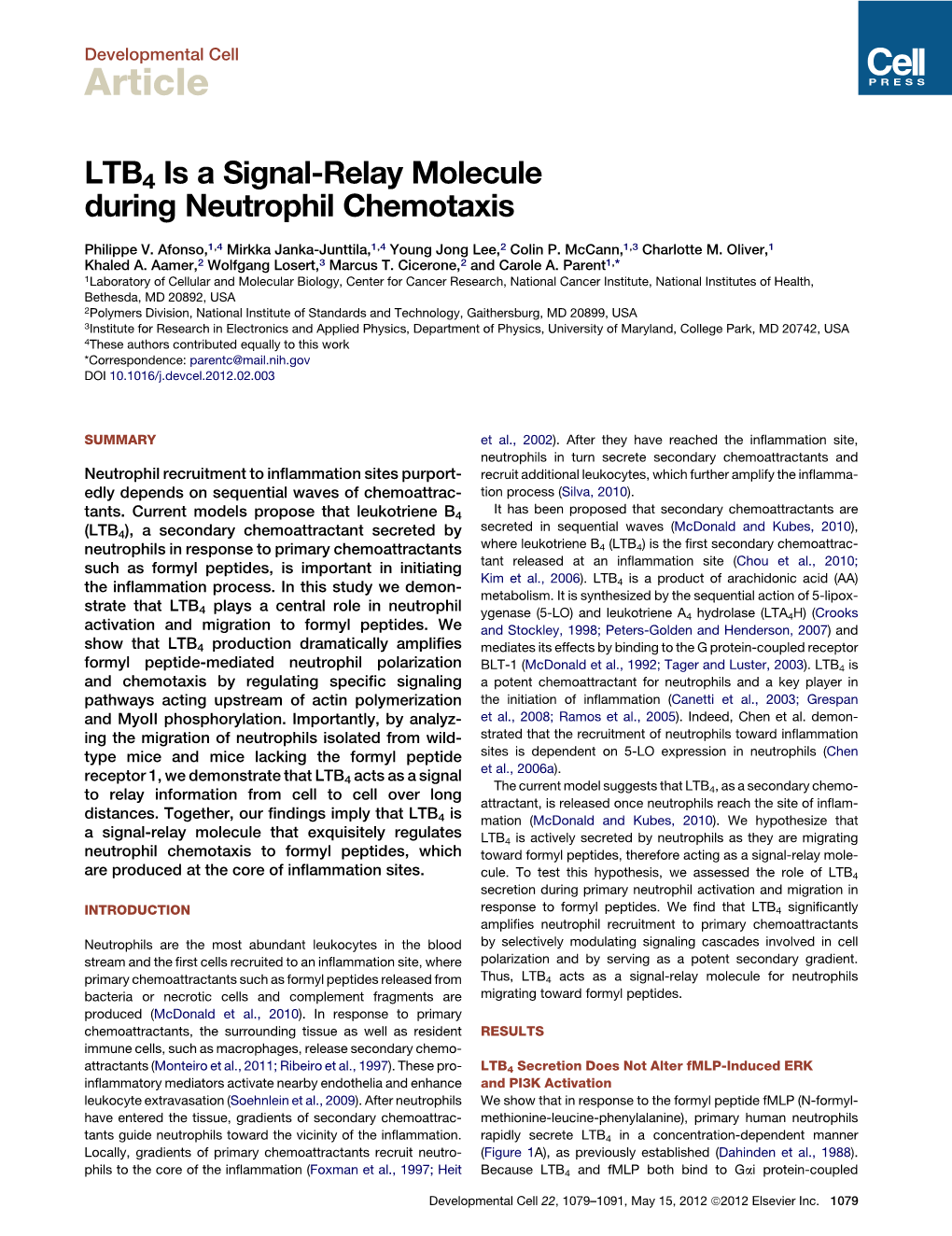 LTB4 Is a Signal-Relay Molecule During Neutrophil Chemotaxis