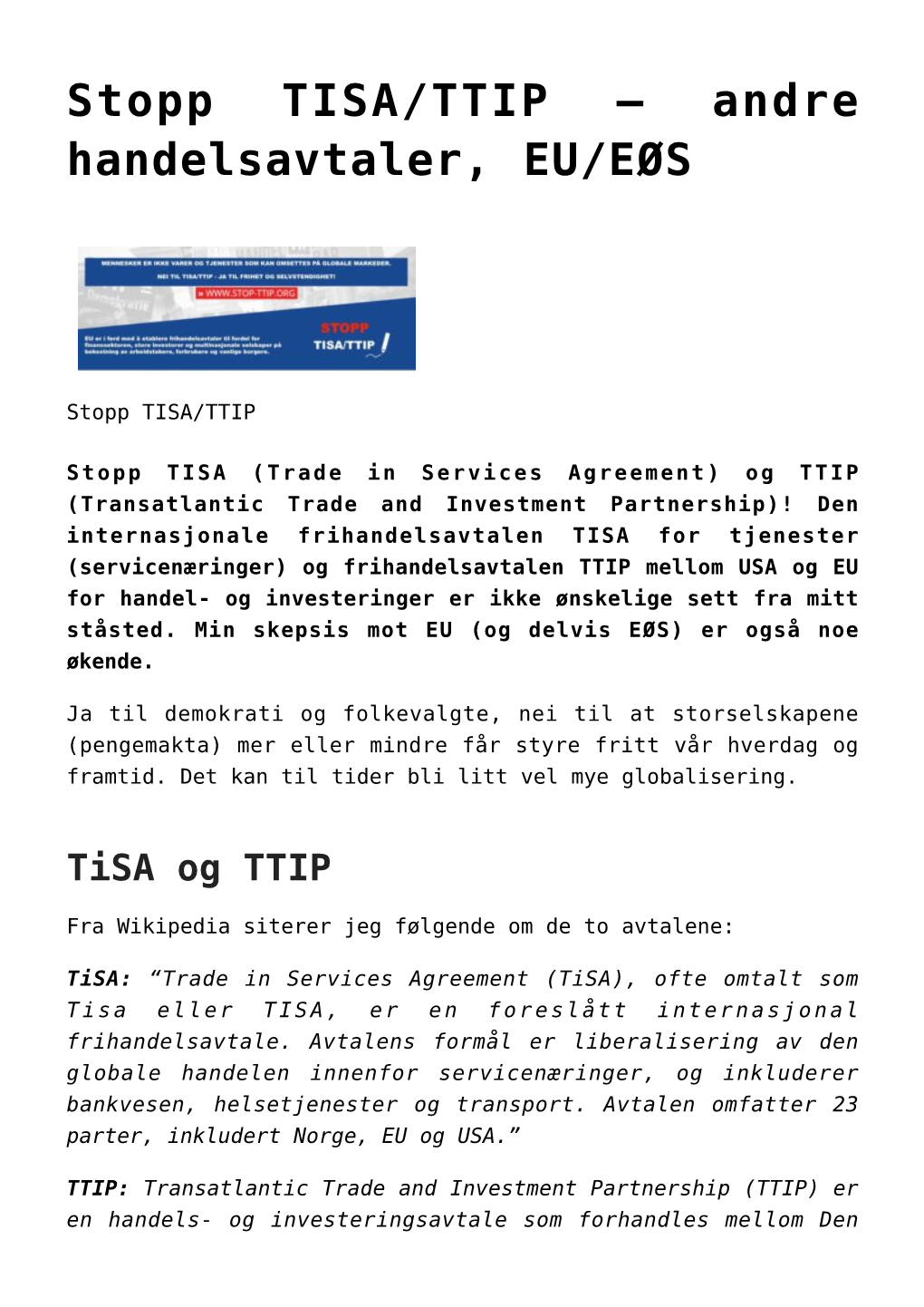 Stopp TISA/TTIP &#8211