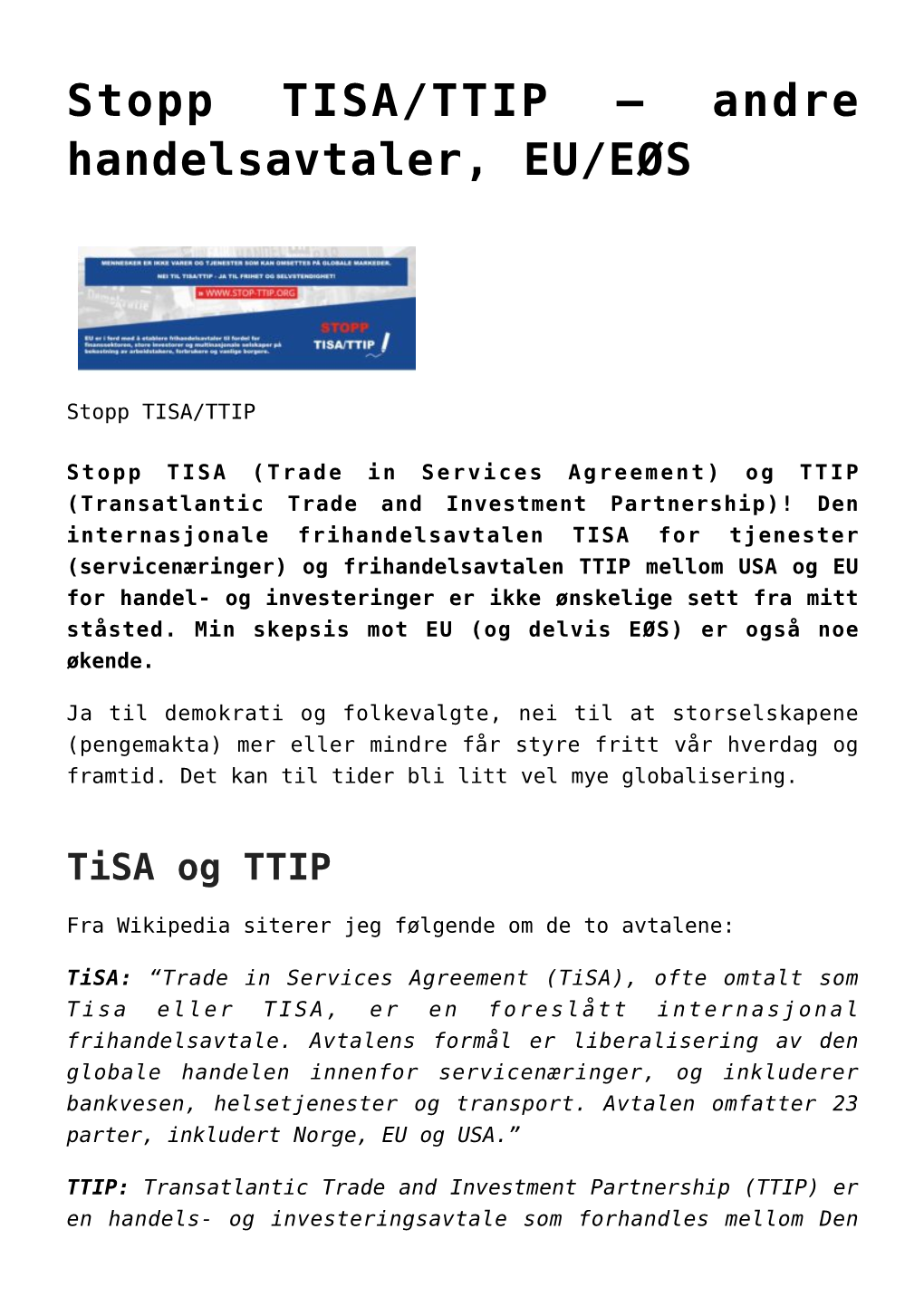 Stopp TISA/TTIP –