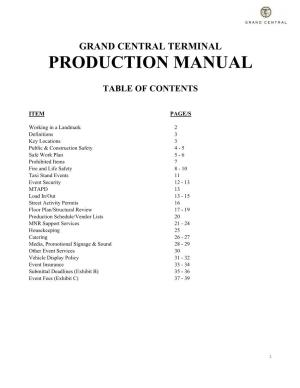 2009 Grand Central Terminal Event Production Manual