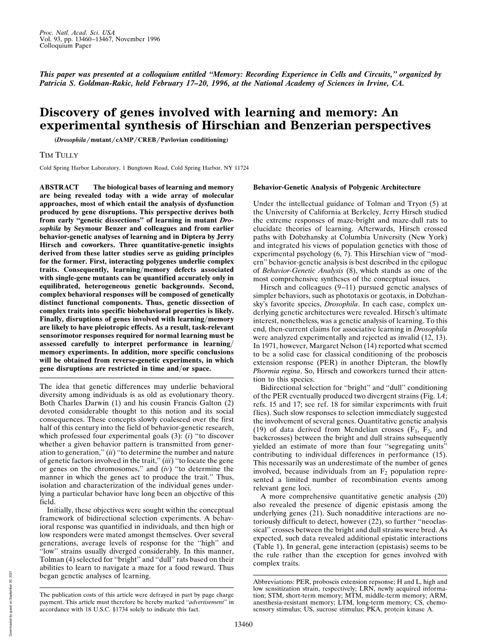 Discovery of Genes Involved with Learning and Memory