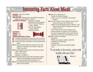 Interesting Facts About Micah