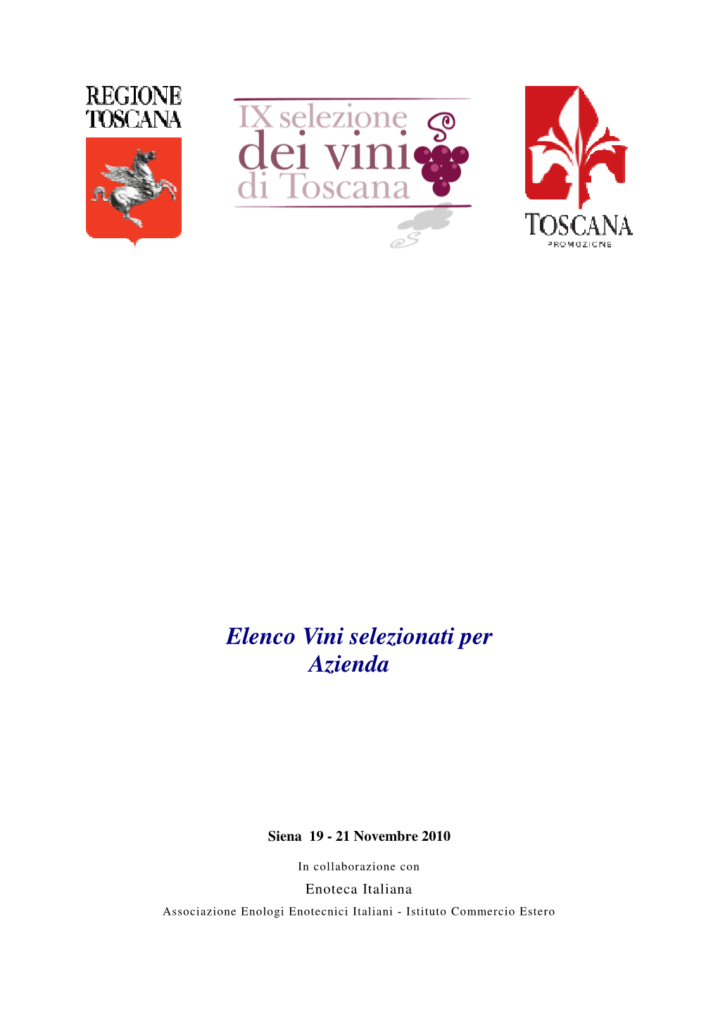 Elenco Vini Selezionati Per Azienda