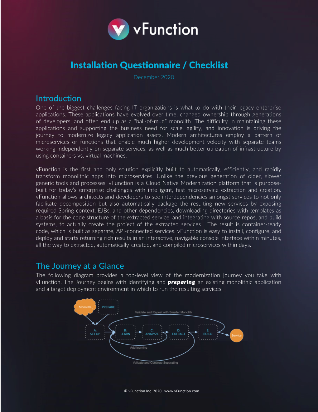 Installation Questionnaire / Checklist December 2020