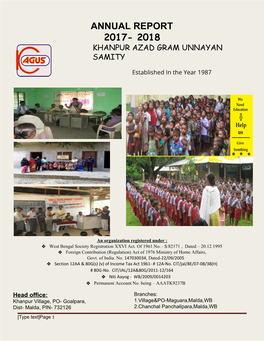Annual Report 2017- 2018 Khanpur Azad Gram Unnayan Samity