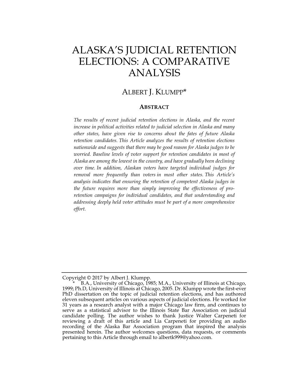 Alaska's Judicial Retention Elections