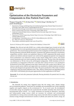 Optimization of the Electrolyte Parameters and Components in Zinc Particle Fuel Cells