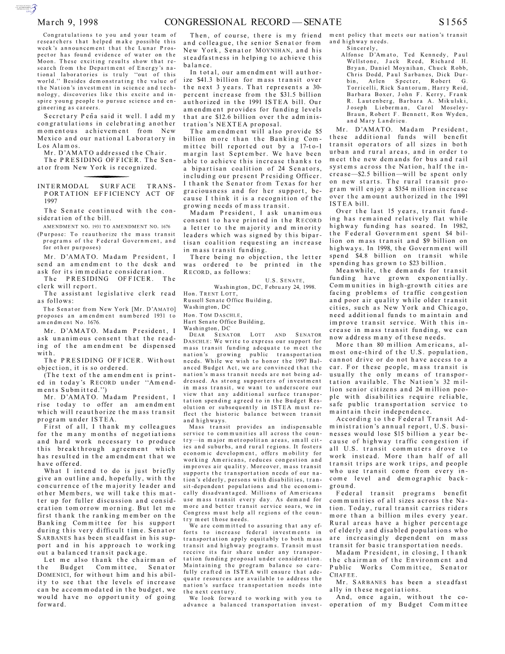 Congressional Record—Senate S1565