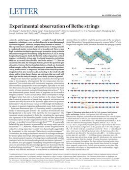 Experimental Observation of Bethe Strings Zhe Wang1,2, Jianda Wu3†, Wang Yang3, Anup Kumar Bera4,5, Dmytro Kamenskyi6, A