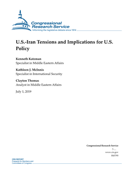 U.S.-Iran Tensions and Implications for U.S. Policy