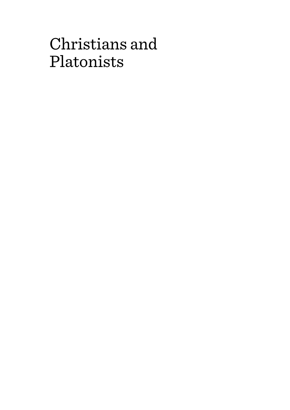 Christians and Platonists