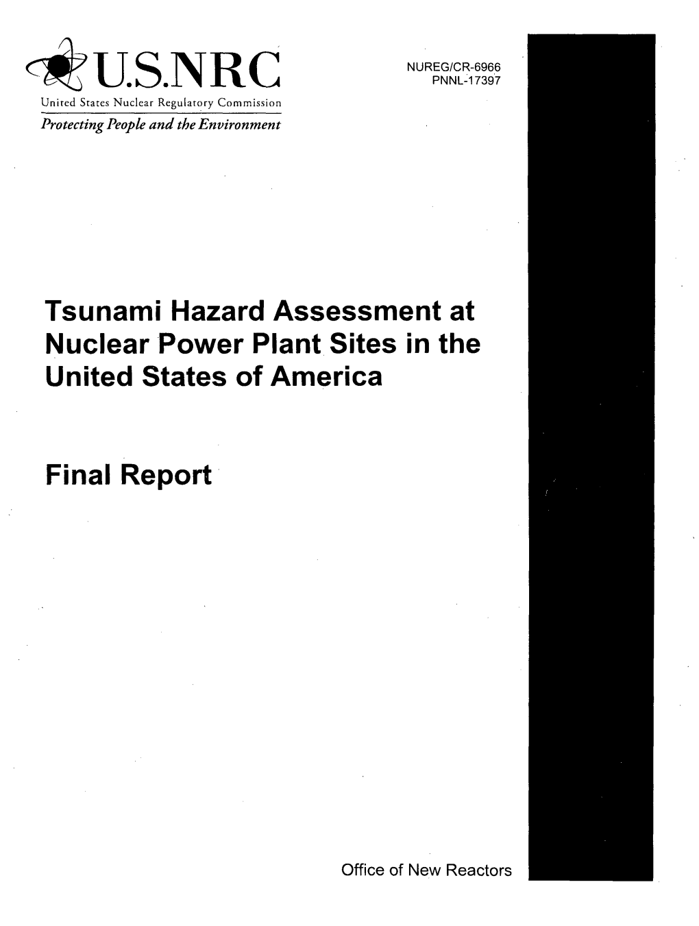 Tsunami Hazard Assessment at Nuclear Power Plant Sites in the United States of America