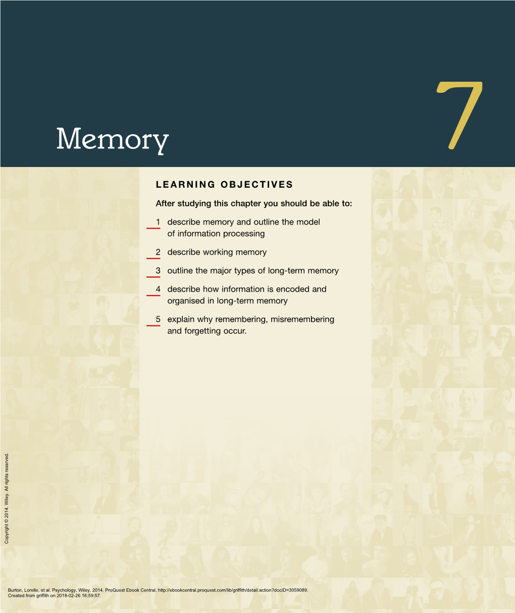 Memory 7 LEARNING OBJECTIVES