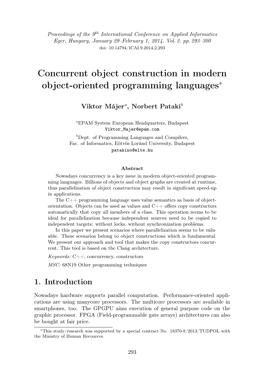Concurrent Object Construction in Modern Object-Oriented Programming Languages∗