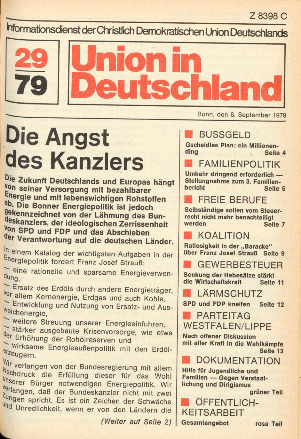 UID 1979 Nr. 29, Union in Deutschland