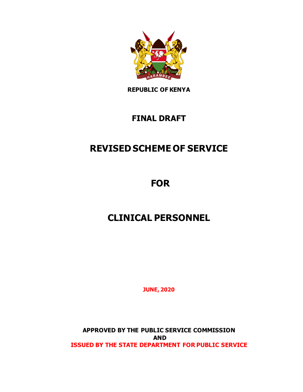 Revised Scheme of Service for Clinical Personnel