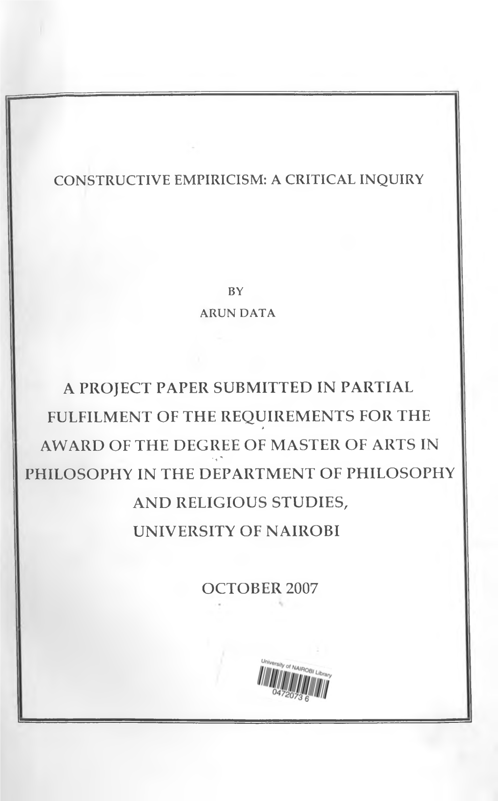 Constructive Empiricism: a Critical Inquiry