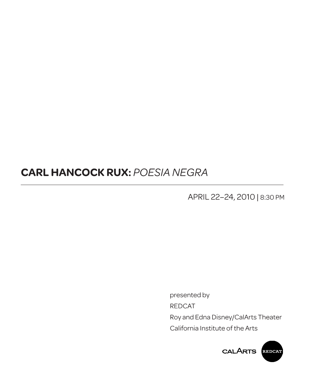 Carl Hancock Rux: Poesia Negra