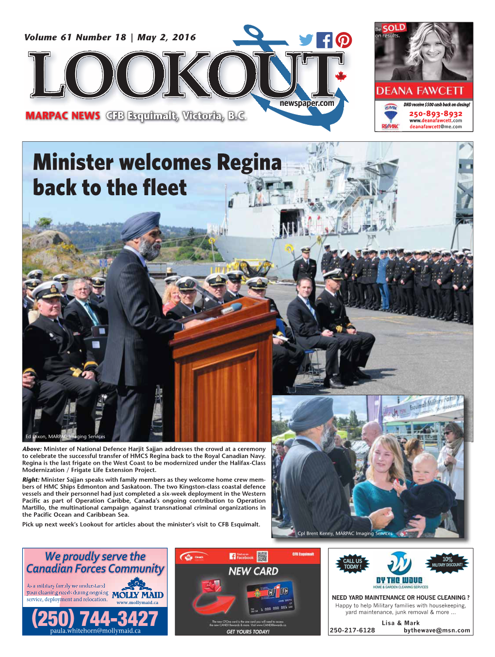 Minister Welcomes Regina Back to the Fleet