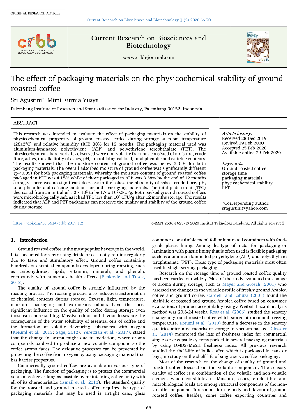 The Effect of Packaging Materials on the Physicochemical Stability Of