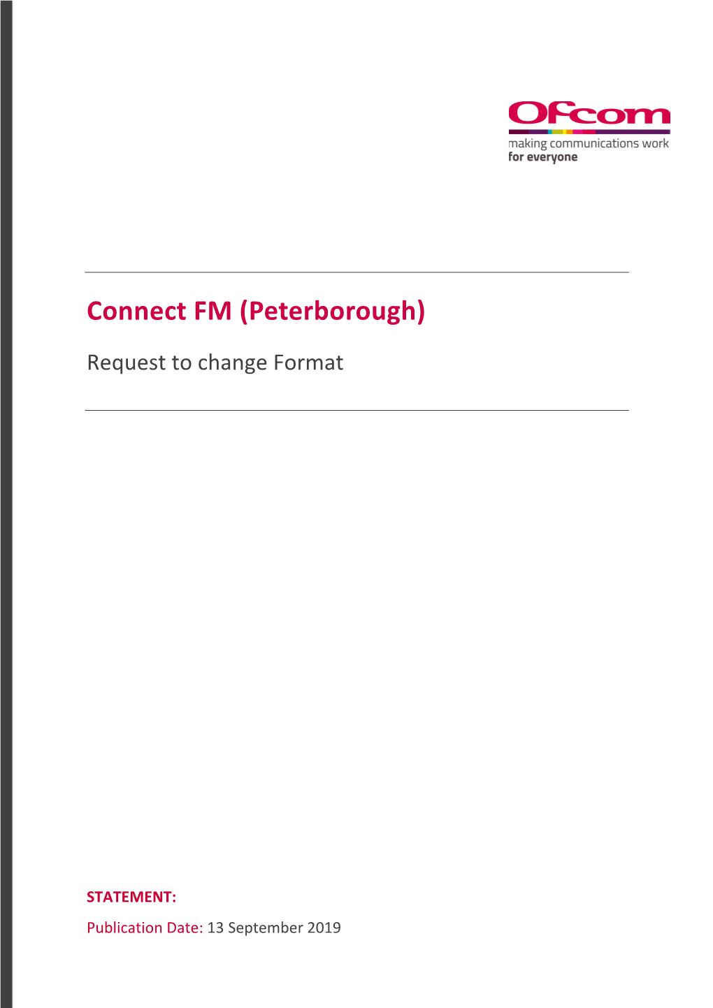 Connect FM (Peterborough) Request to Change Format